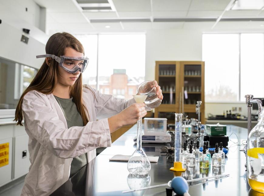Female student in chemistry lab